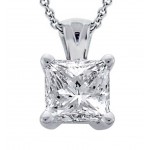0.55 Ct. Tw Princess Cut Diamond Solitaire Pendant in 14 Kt White Gold